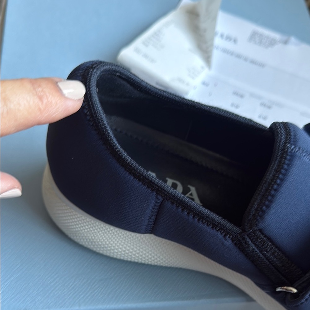 Prada Navy Sneakers with Multicolor Logo - Picture 8 of 8